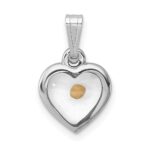 Sterling Silver Platinum-plated Small Heart with Mustard Seed Pendant