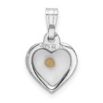 Sterling Silver Platinum-plated Small Heart with Mustard Seed Pendant - Image 3