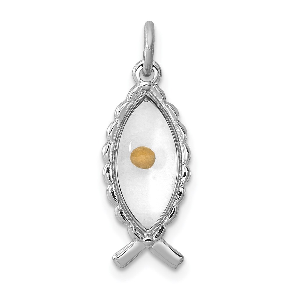 QC7401.jpg Sterling Silver Platinum-plated Epoxy Ichthus w/Mustard Seed Pendant - Image 1