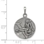 Sterling Silver Polished Antique Finish Virgo Horoscope Zodiac Pendant - Image 3