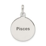 Sterling Silver Polished Antique Finish Pisces Horoscope Zodiac Pendant - Image 4