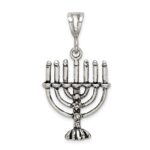 Sterling Silver Antiqued Menorah Charm - Image 4