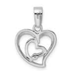 Sterling Silver Rhodium-plated CZ Open Double Heart Pendant - Image 3