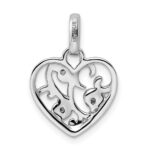 Sterling Silver Rhodium Plated CZ Heart Pendant - Image 3
