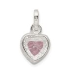 Sterling Silver Clear CZ and Pink CZ Heart Pendant - Image 4