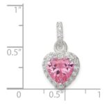 Sterling Silver Clear CZ and Pink CZ Heart Pendant - Image 3