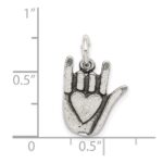 Sterling Silver Antiqued Sign Language Charm - Image 4