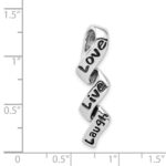 Sterling Silver Rhodium-plated Love, Live, Laugh Charm - Image 4
