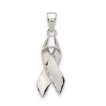 Sterling Silver Rhodium-plated Cancer Awareness Ribbon Charm - Image 4