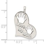 Sterling Silver Polished Love My Mom Heart Pendant - Image 3