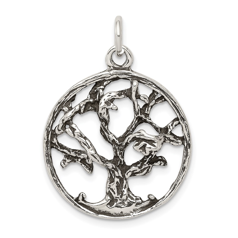 QC7524.jpg Sterling Silver Antiqued Tree Charm - Image 1