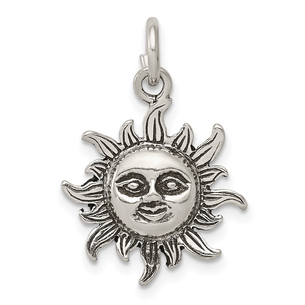 QC7536.jpg Sterling Silver Antiqued Sun Charm - Image 1