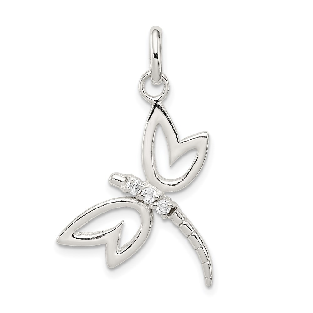QC7566.jpg Sterling Silver With CZ Dragonfly Pendant - Image 1