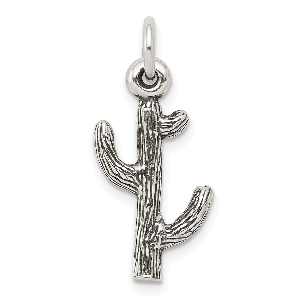 QC7605.jpg Sterling Silver Antiqued Cactus Charm - Image 1