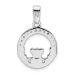 Sterling Silver Rhodium Plated CZ Claddagh Pendant - Image 3