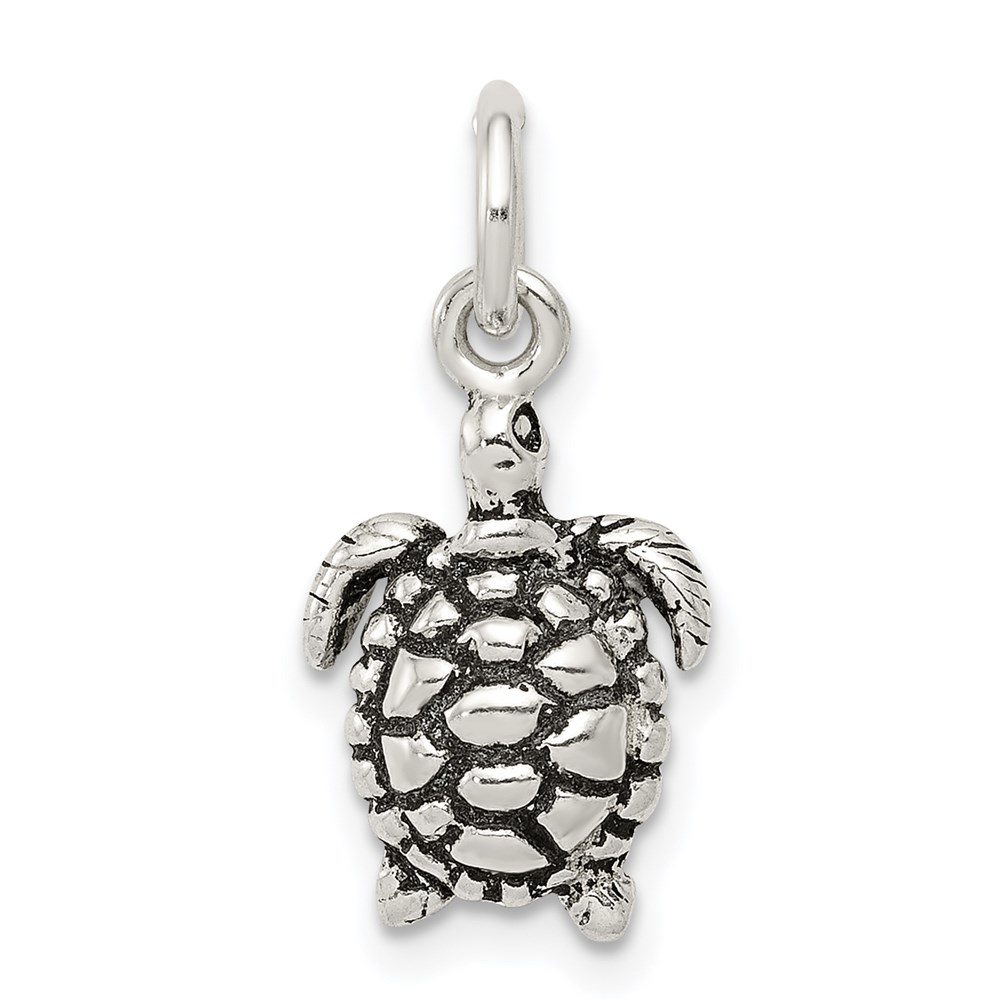 QC7667.jpg Sterling Silver Antiqued Turtle Charm - Image 1
