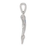 Sterling Silver Rhodium-plated Blue Inlay Created Opal Dolphin Pendant - Image 2