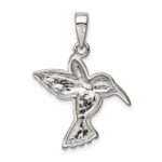 Sterling Silver Rhod plated Creat Opal Inlay Hummingbird Pendant - Image 4