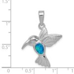 Sterling Silver Rhod plated Creat Opal Inlay Hummingbird Pendant - Image 3