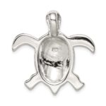 Sterling Silver Rhodium-plated Blue Inlay Created Opal Turtle Pendant - Image 4