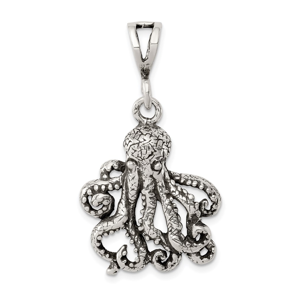 QC7703.jpg Sterling Silver Antiqued Octopus Charm - Image 1