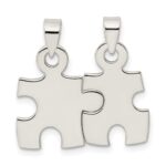 Sterling Silver Polished Puzzle Pieces Pendant - Image 4
