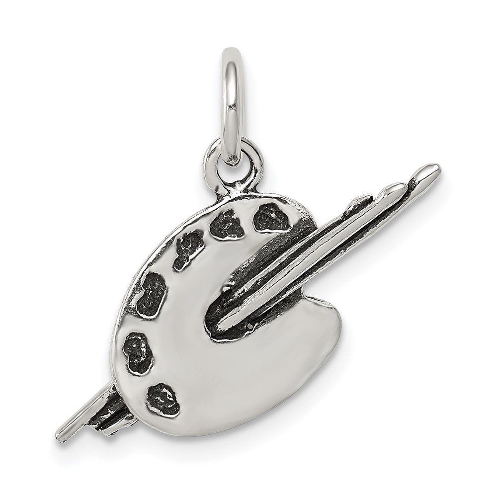 QC7732.jpg Sterling Silver Antiqued Artist Palette Charm - Image 1
