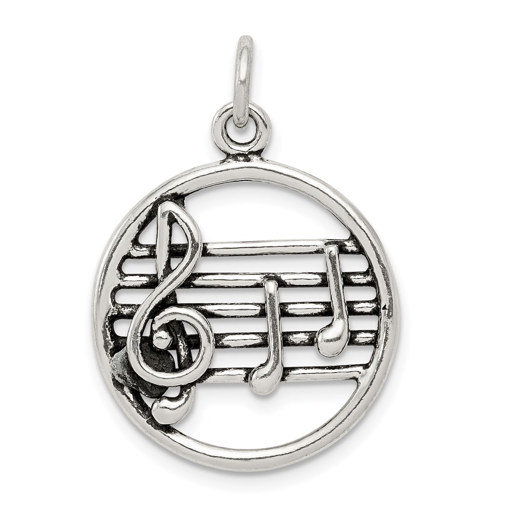 QC7780.jpg Sterling Silver Antiqued Music Staff Charm - Image 1