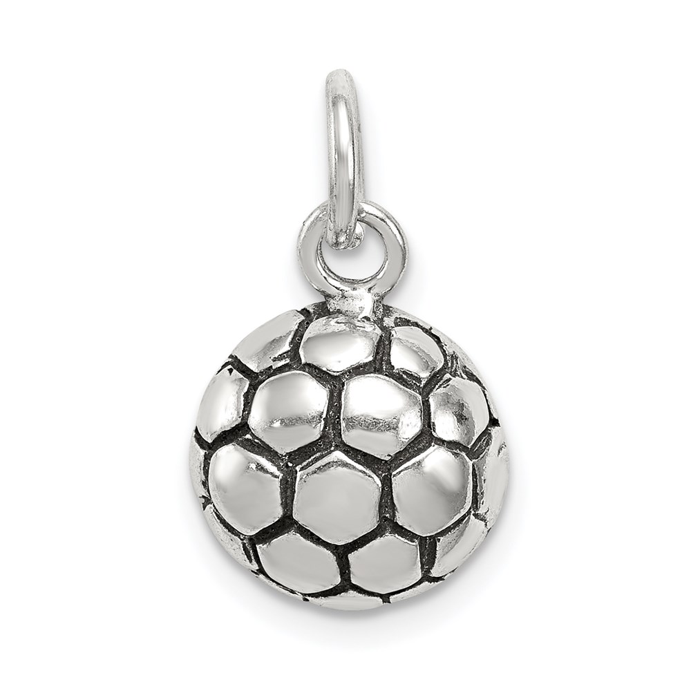 QC7799.jpg Sterling Silver Antiqued Soccer Ball Charm - Image 1