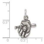 Sterling Silver Antiqued Baseball Glove/Bat Charm - Image 3