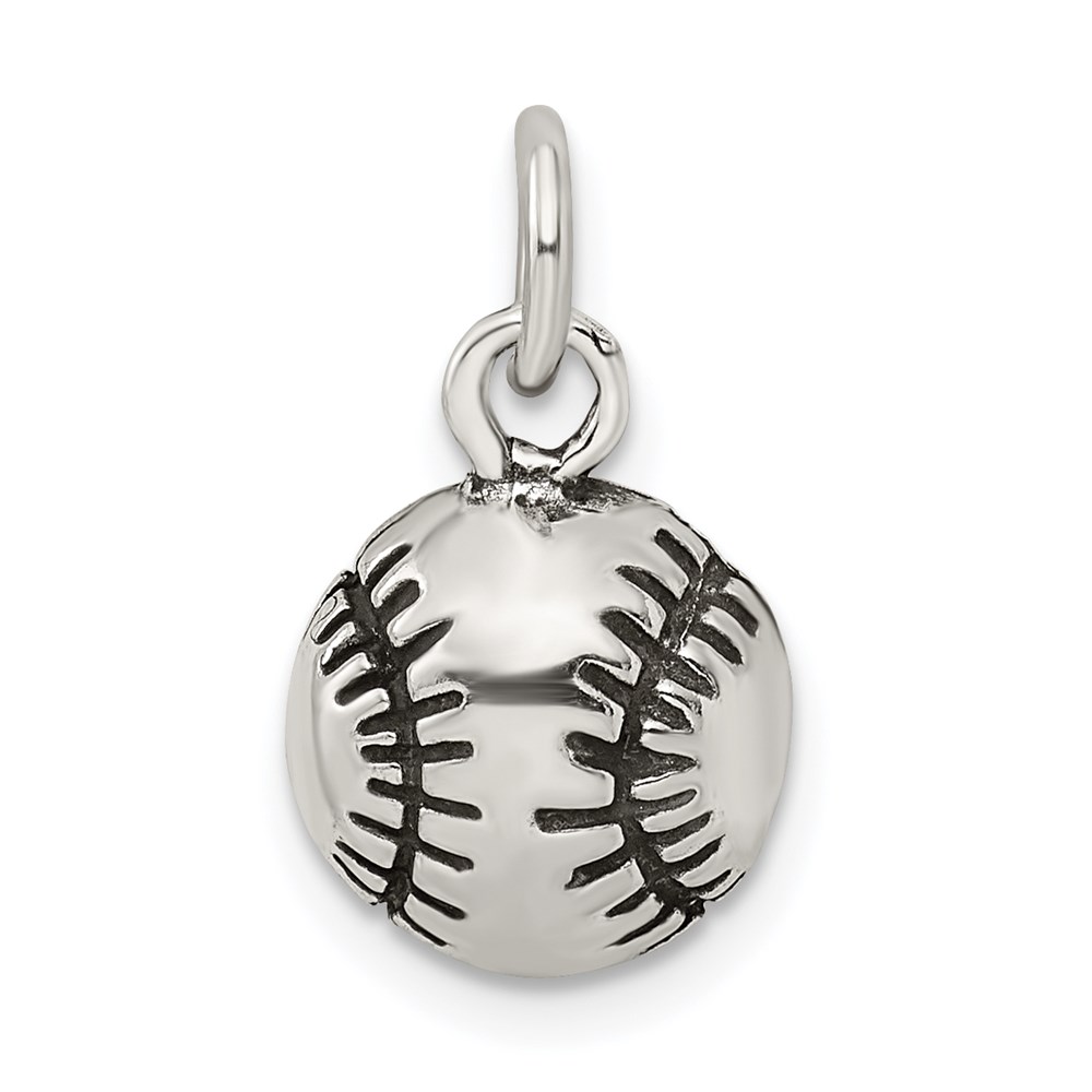 QC7806.jpg Sterling Silver Antiqued Baseball Charm - Image 1