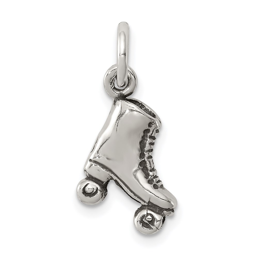 QC7816.jpg Sterling Silver Antiqued Roller-skate Charm - Image 1
