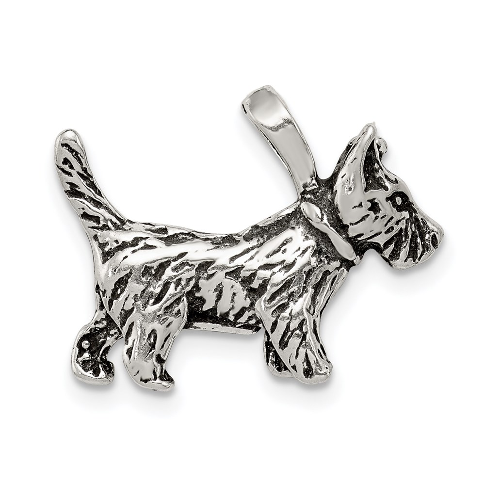 QC7827.jpg Sterling Silver Antiqued Dog Charm - Image 1