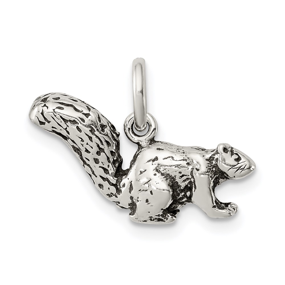 QC7852.jpg Sterling Silver Antiqued Squirrel Charm - Image 1