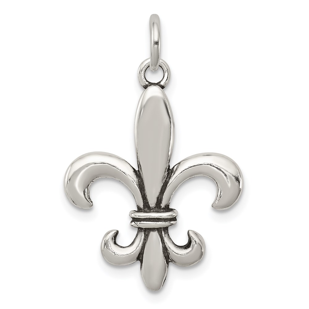 QC7886.jpg Sterling Silver Antiqued Fleur De Lis Charm - Image 1