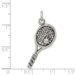 Sterling Silver Antiqued Tennis Racquet Charm - Image 3