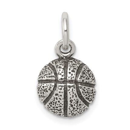 Sterling Silver Antiqued Basketball Charm