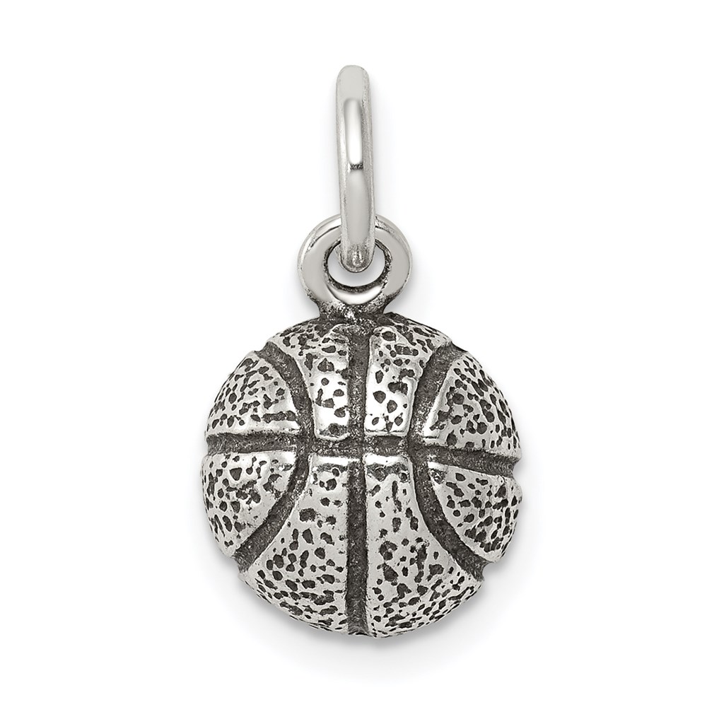 QC7918.jpg Sterling Silver Antiqued Basketball Charm - Image 1