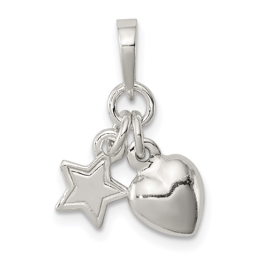 QC7933.jpg Sterling Silver Heart and Star Pendant - Image 1