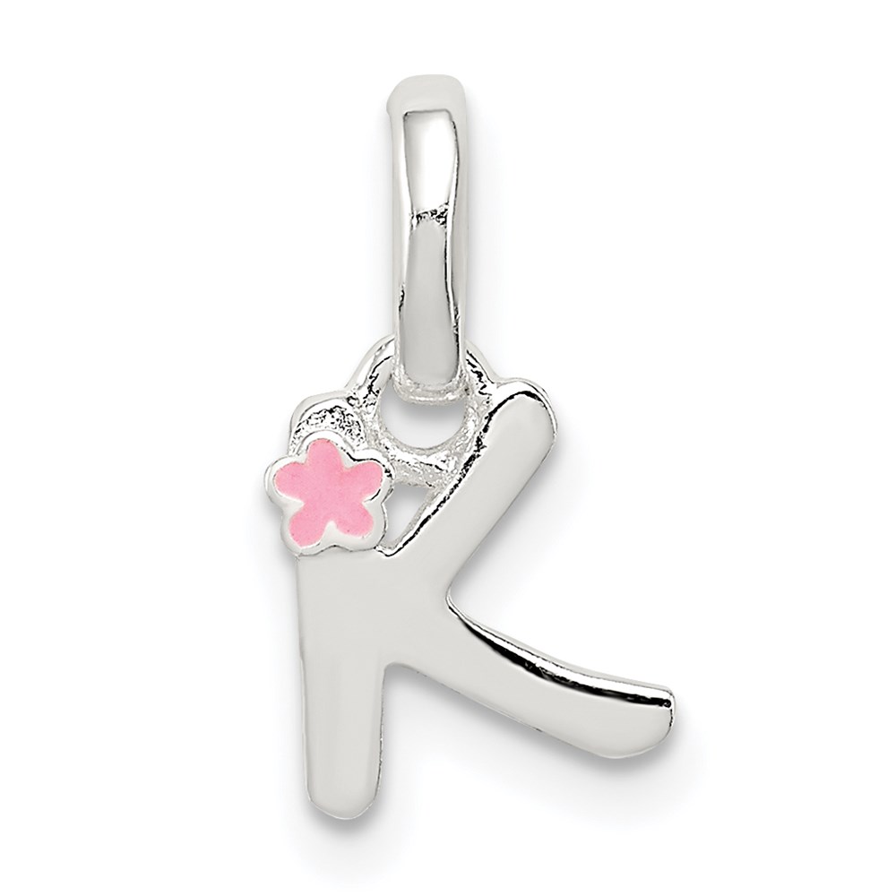 QC7935K.jpg Sterling Silver Letter K with Enamel Pendant - Image 1