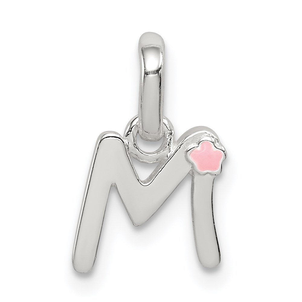 QC7935M.jpg Sterling Silver Letter M with Enamel Pendant - Image 1