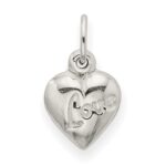Sterling Silver Polished LOVE Reversible Puff Heart Charm - Image 3