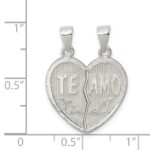 Sterling Silver Polished Te Amo Break Apart Heart Pendant - Image 3
