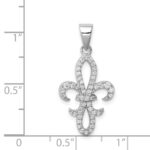 Sterling Silver Rhodium-plated CZ Fleur de Lis Pendant - Image 4