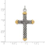 Sterling Silver, Gold-tone, Blk Rhod Criss Cross Design Cross Pendant - Image 4
