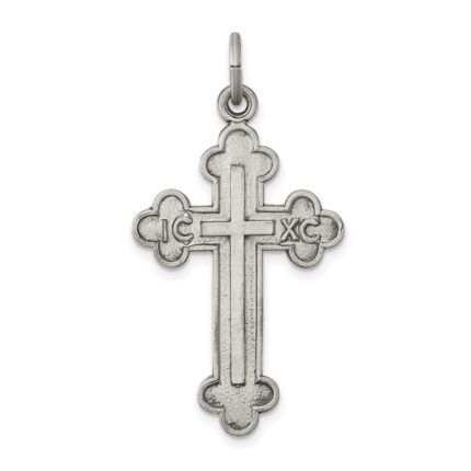 Sterling Silver Antiqued, Textured and Brushed Latin Cross Pendant