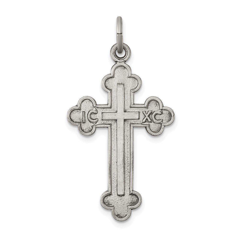 QC8130.jpg Sterling Silver Antiqued, Textured and Brushed Latin Cross Pendant - Image 1