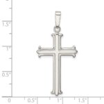 Sterling Silver Polished Fleur De Lis Cross Pendant - Image 3