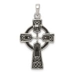 Sterling Silver Polished and Antiqued Celtic Cross Pendant