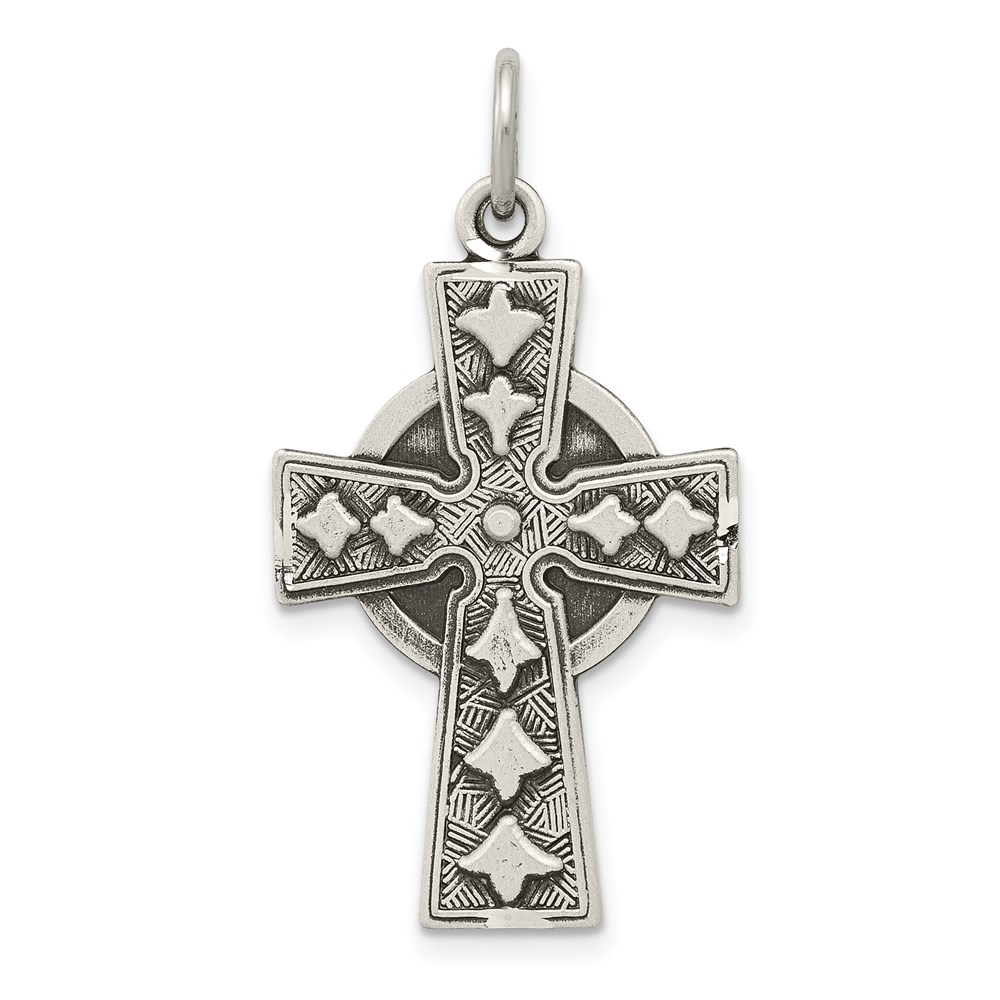 QC8193.jpg Sterling Silver Antiqued Irish Cross Pendant - Image 1